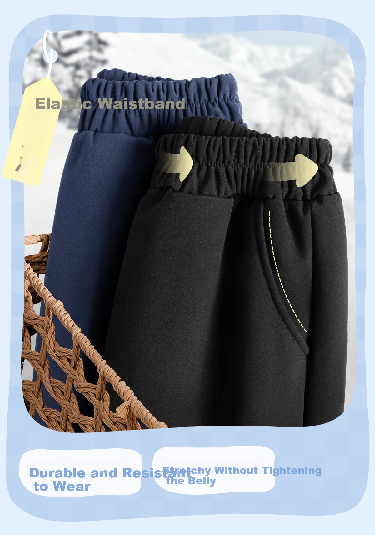 TonLion Kids Fleece-Lined Winter Pants, Unisex Waterproof Windproof Woven Work Trousers, Black, Size 150 13