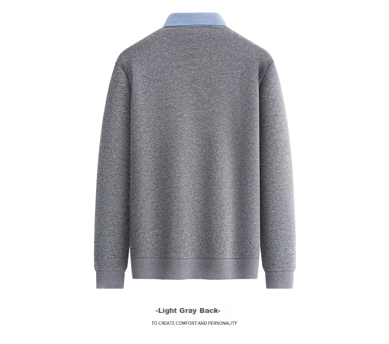 Hengyuanxiang Men's Autumn New Fake Two-Piece Knit Sweater, Business Casual Fleece-Lined Pullover for Young and Middle-Aged Men 22
