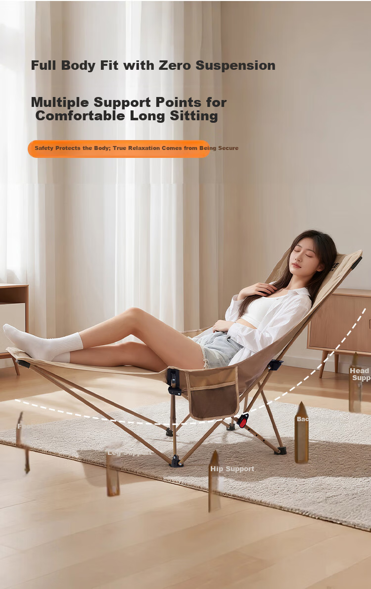 Suncojia Folding Recliner Chair Outdoor Folding Chair Dual-Use Camping Chair Office Nap Chair Nap Bed 3