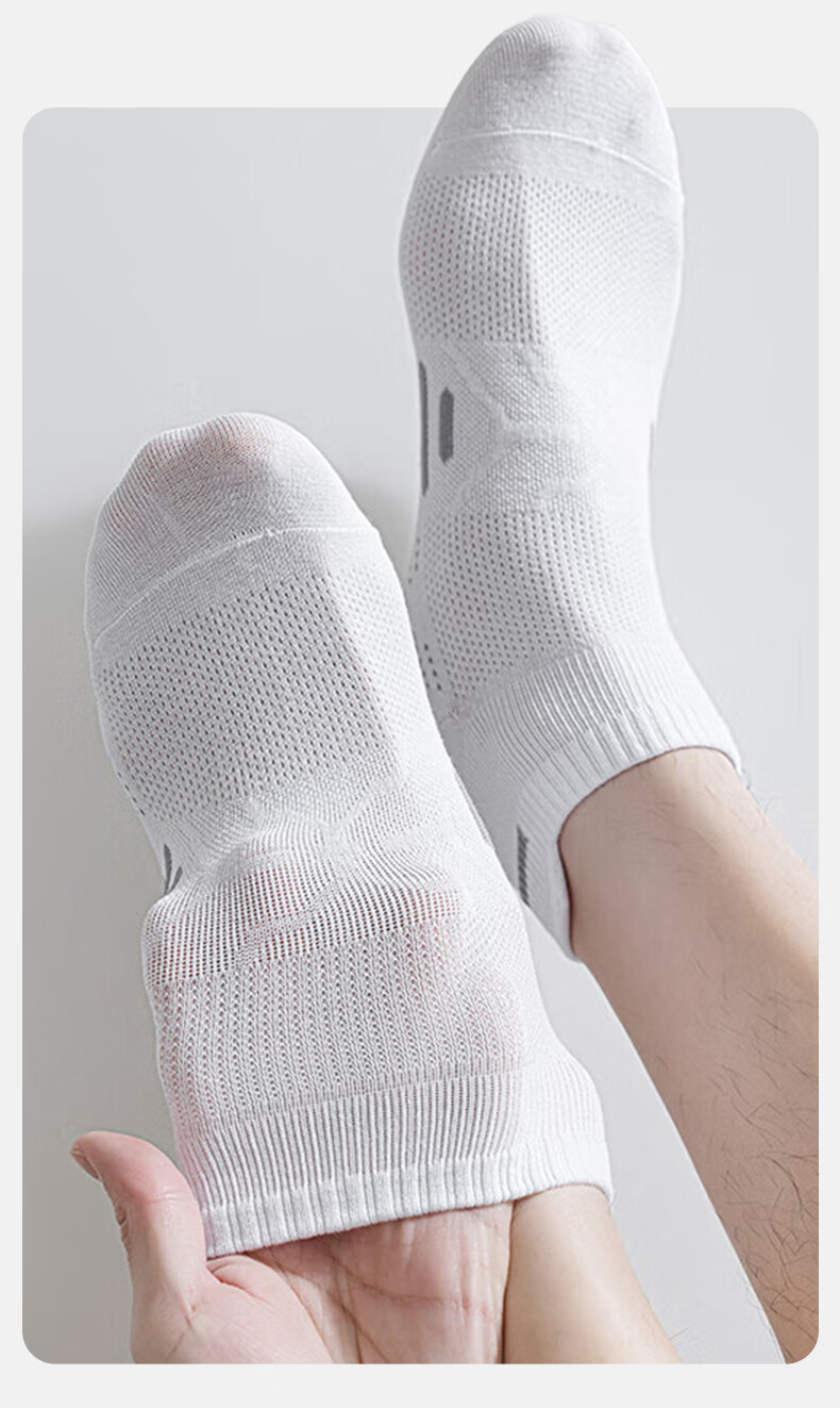 Cotton Xiaonian Men's Short Socks Spring Summer 100% Pure Cotton 10A Antibacterial Odor-Resistant Mesh Breathable Ankle Socks with Heel Tab 6 Pairs 9