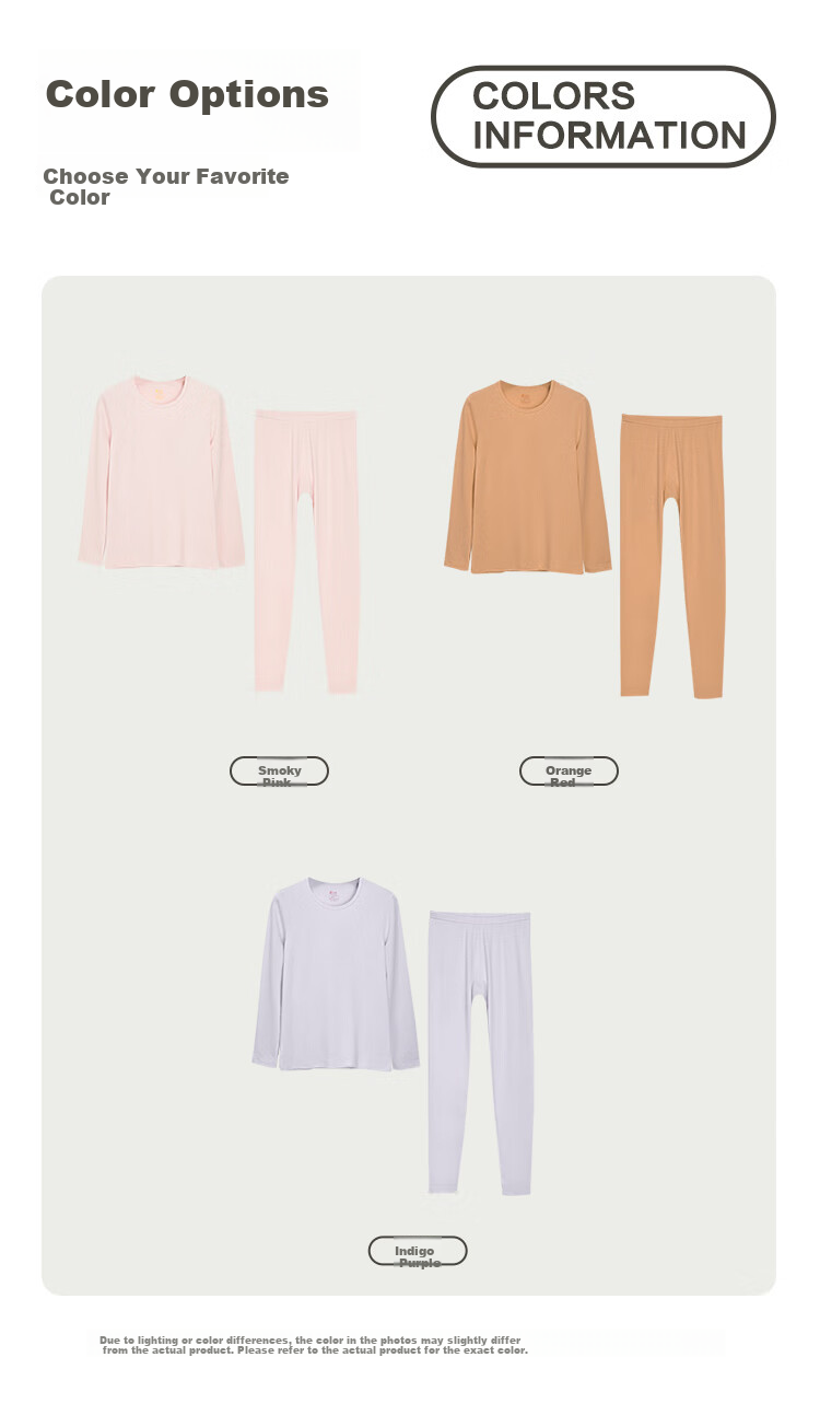 Hodo Women's Autumn Underwear Set, Modal Cotton, Size 40S, High Elasticity Cloud-Feel Base Layer, Smoke Pink, 175/100 8