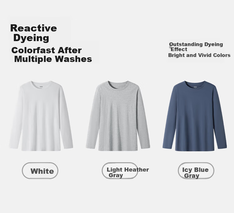 Yiershuang [Class A 100% Pure Cotton] Men's Long Sleeve T-Shirt Autumn Winter Base Layer 7A Antibacterial Mite-Resistant Crew Neck Top 12