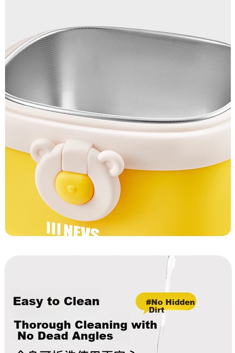 NEVS Square Baby Water-Filled Insulated Bowl Children's Tableware Suction Feeding Bowl Drop-Resistant Constant Temperature Bowl - Joseph Yellow Lunch Box 10