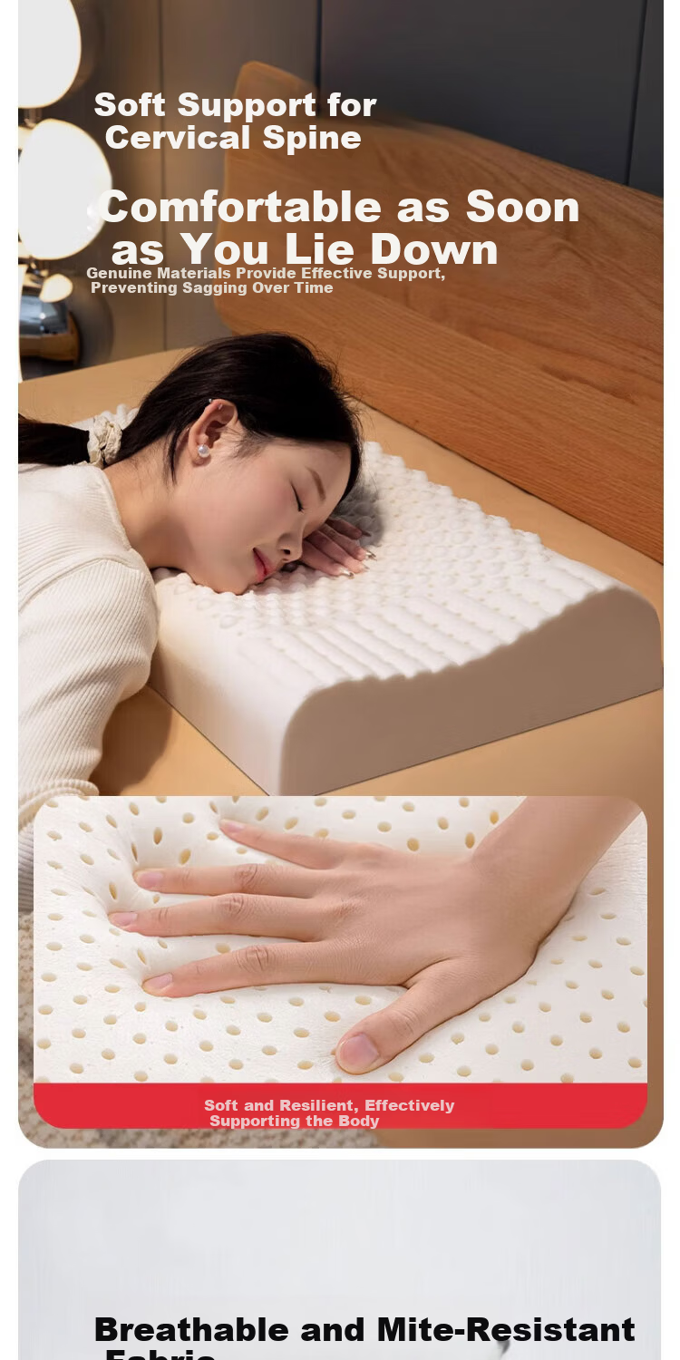 Jingyan Latex Pillow Cervical Support Sleep Aid Adult 93% Thai Imported Natural Latex Neck Protection Pillow 14