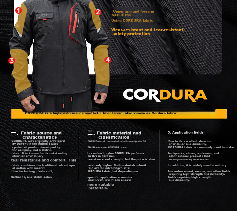 STAR FIELD KNIGHT Motorcycle Riding Jacket, Summer And All-Season Warm Fleece-Lined, Outdoor Motorbike Travel Gear, Black, Size 3XL 15
