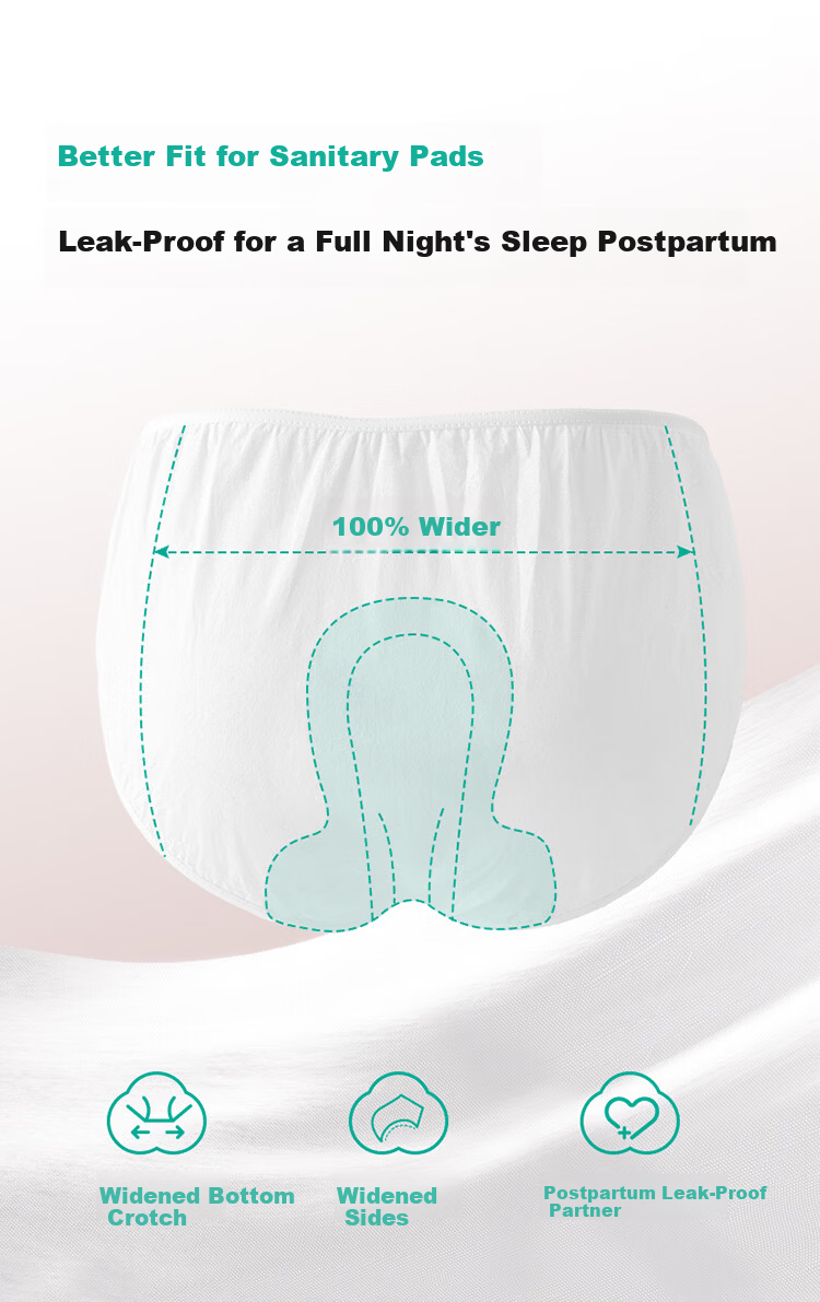 PurCotton Disposable Women's Cotton Maternity Underwear Mid-Waist Sterilized Travel Postpartum L Size 11