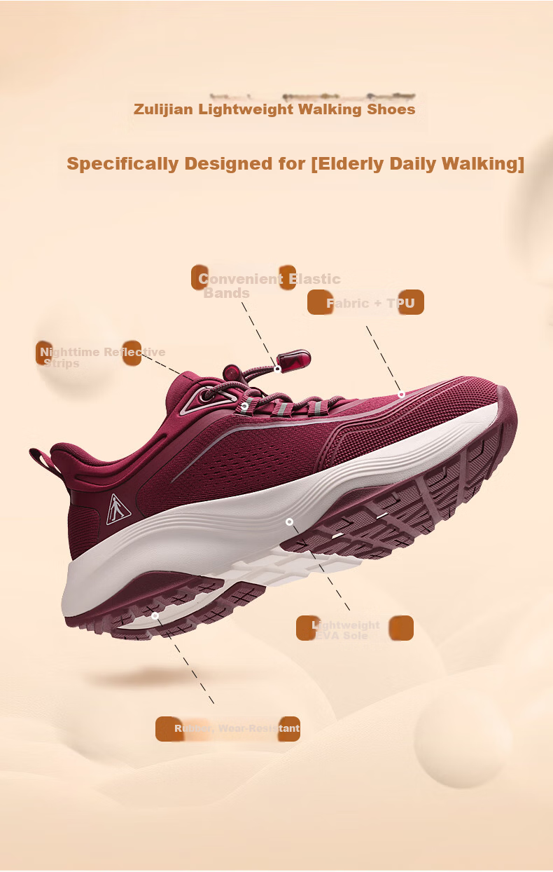 Zulijian Elderly Women's Shoes Spring Autumn 2026 New Walking Shoes Non-Slip Mom Shoes Lightweight Sports Casual Shoes Senior Gift 21