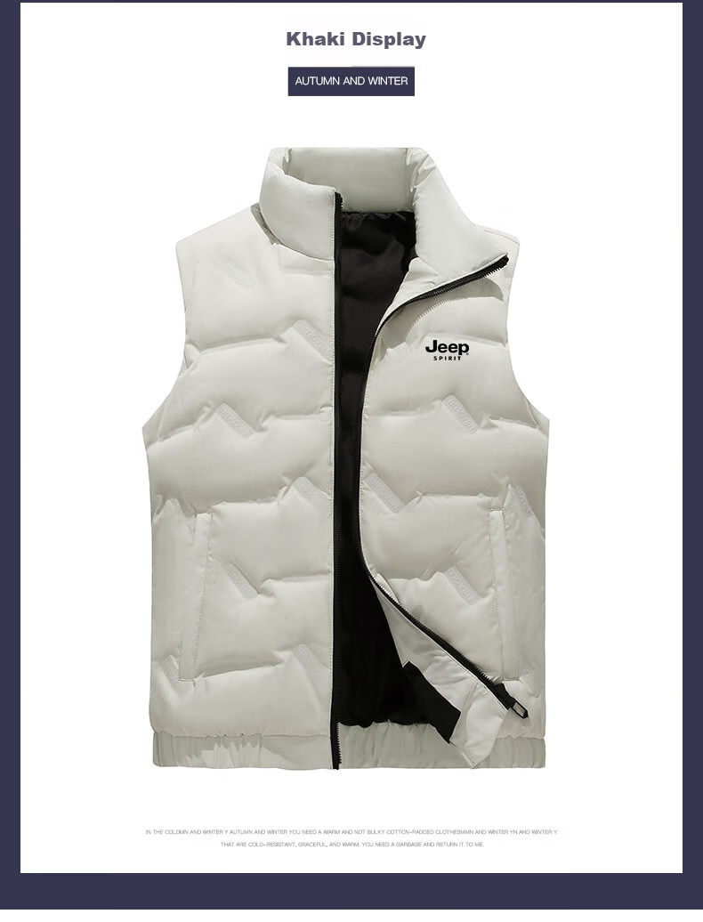 JEEP SPIRIT Men's Down Vest Autumn Winter Sleeveless Jacket Short Duck Down Warm Waistcoat Black 4XL 10