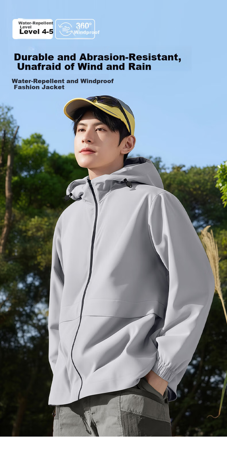 Baleno S&K Series Men's Outdoor Jacket Spring Autumn Hooded Loose Windproof Water-Repellent Sportswear 2