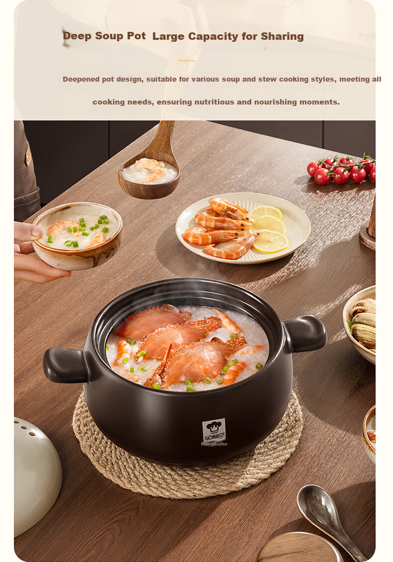 KOBACH 2.5L Ceramic Clay Pot for Home Cooking, Stewing Soup, Meat, Rice, Porridge, and Herbal Medicine Cooking 17