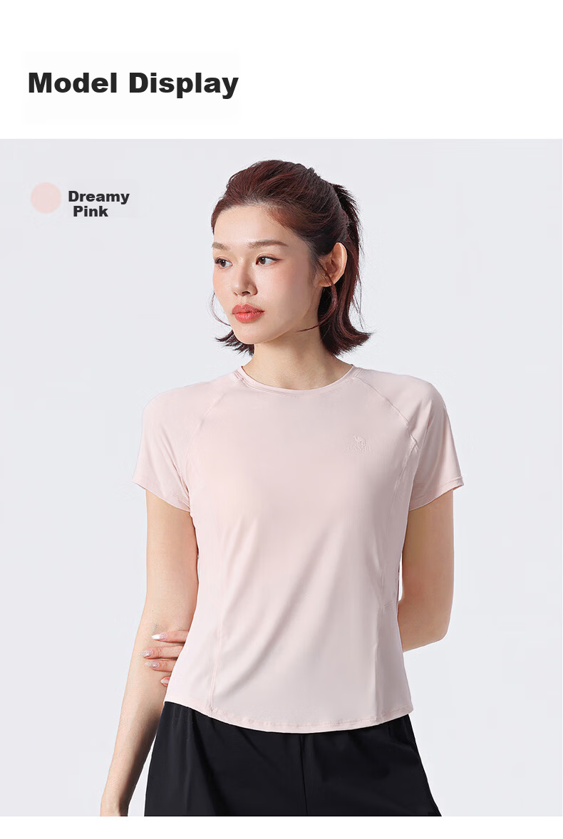 CAMEL Women's Ice Cooling Sports T-Shirt Quick-Dry Breathable Fitness Running Short Sleeve Y26BAWL6025 Dream Pink S 11