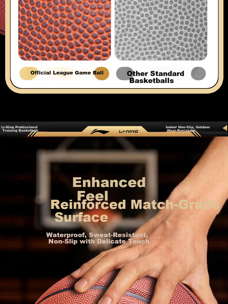 LI-NING Basketball Adult Size 7 Junior High and Primary School Youth Official Exam Indoor Outdoor Training Game Basketball 10
