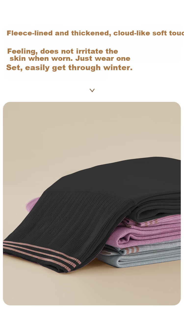 Urban Beauty 280G [Down and Silk] Double-Sided Brushed Fleece Thickened Seamless High-Waist Tummy Control Thermal Leggings for Women 4