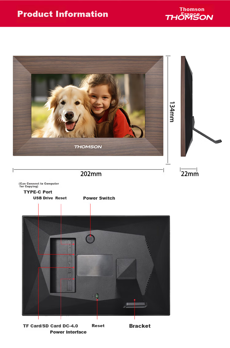 THOMSON 7-Inch Family Sharing Digital Photo Frame Smart HD Cloud Frame Photo Video Music Player Gift 7001P 15