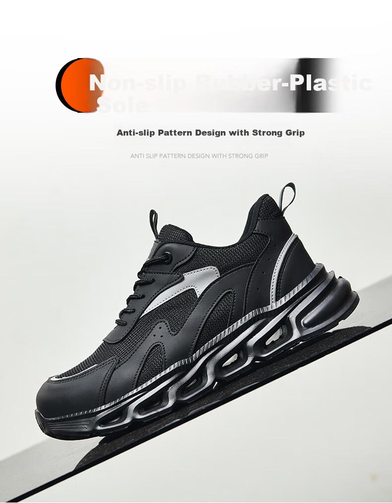 SONTAS Men's Safety Shoes Anti-Smash Anti-Puncture Summer Breathable Steel Plate Steel Toe Ultra-Light Work Construction Insulated Lightweight Black All-Season [Anti-Smash Anti-Puncture] Size 39 9