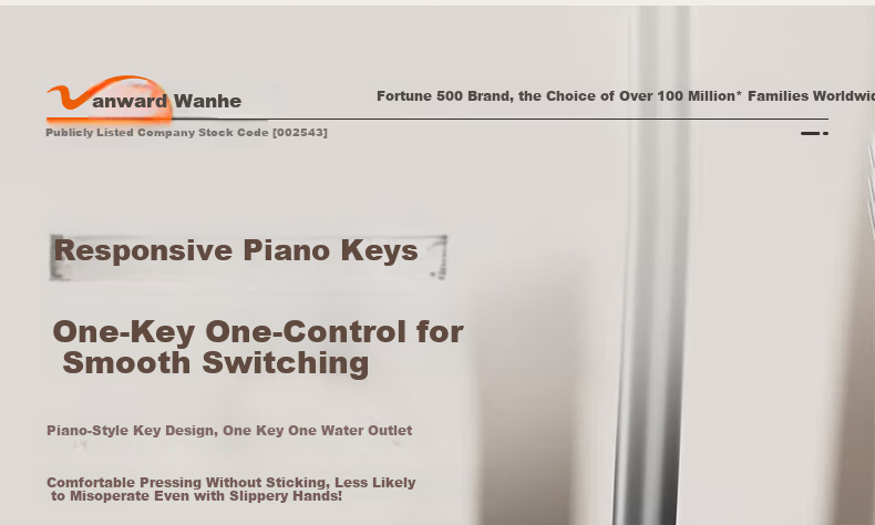 Vanward Shower Set Complete Bathroom Shower Head High Pressure Thickened Main Body Piano Key 52 8