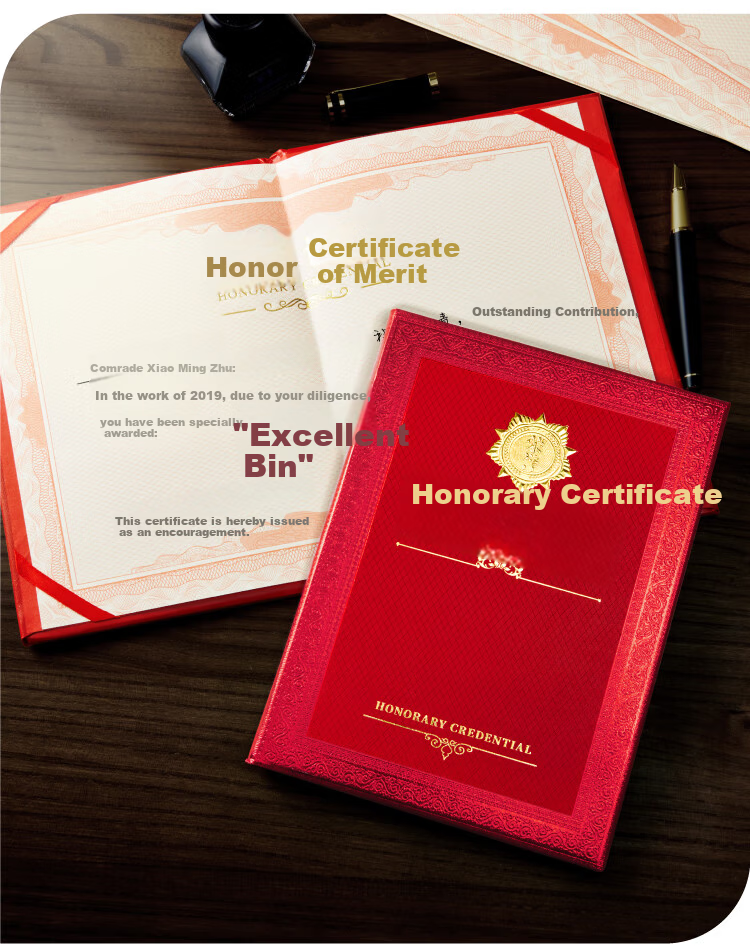 DSB 12K Single Pack Medal Style Honor Certificate Cover Inner Core Award Custom Glossy Gold Stamped Cover Award Protection Sleeve Annual Ceremony Presentation [Includes 2 Inner Sheets] 051017 12