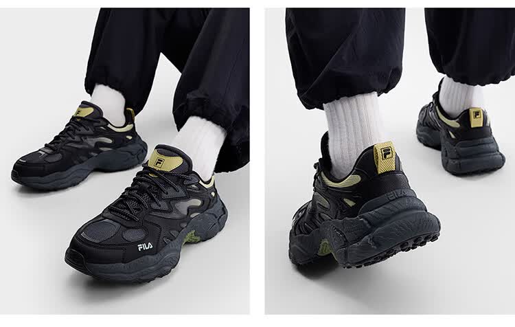 FILA Official Fern Leaf Men's Dad Sneakers 2026 Summer Breathable Casual Sports Shoes 36