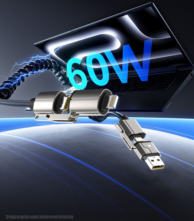 Smorss Magnetic Type-C Charging Cable Dual-Head Type-C Braided 100W Power 5A Current PD Fast Charge Compatible with Apple 15/16/iPad/Laptop/Xiaomi 1m 9