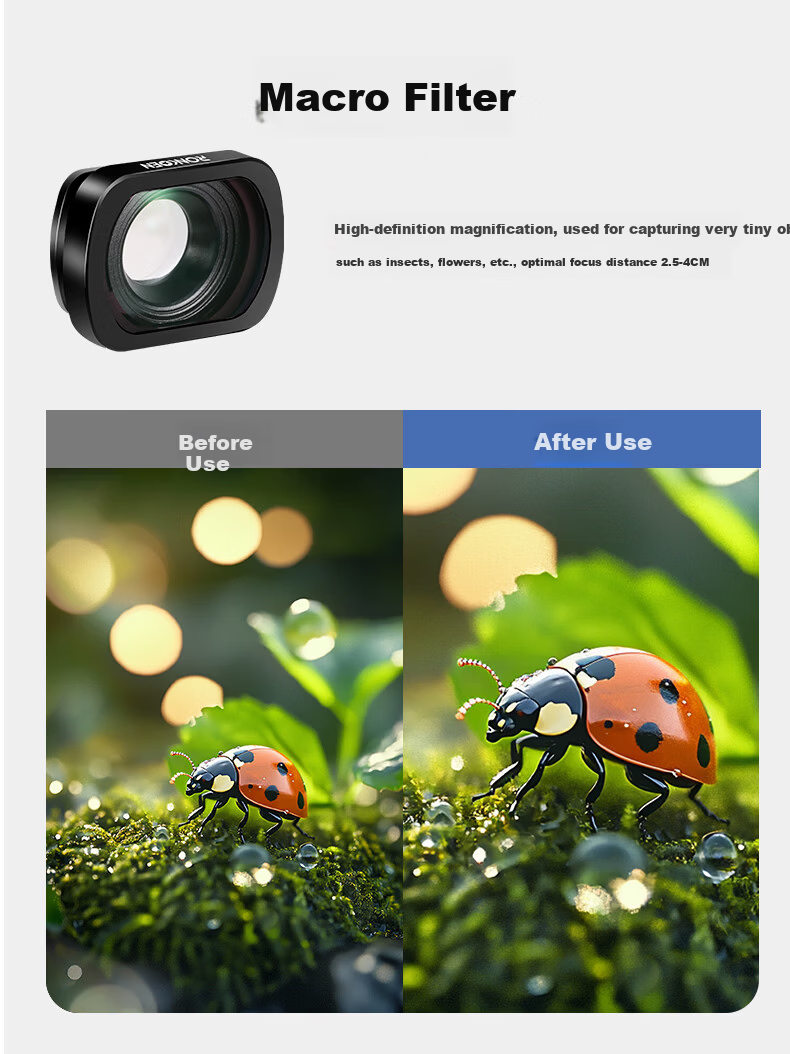 Luoken Magnetic Quick-Release Filter Kit for DJI Pocket 4/3 Camera, Including UV Protective Filter, ND Neutral Density Filter, CPL Polarizing Filter, Macro And Telephoto Lens Filters, And Anti-Light Starlight Filter 13
