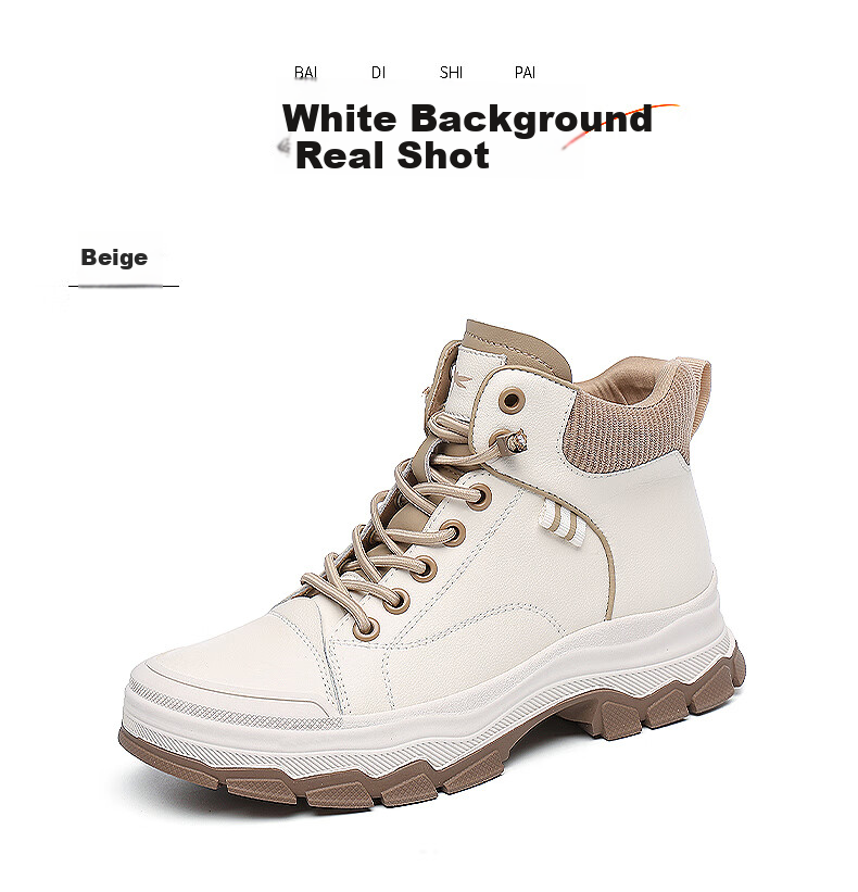 Red Dragonfly Women's Martin Boots Autumn Winter Fleece Lined Warm Slim High Top Casual Trendy Shoes WXC430022R Beige Gray Size 36 11