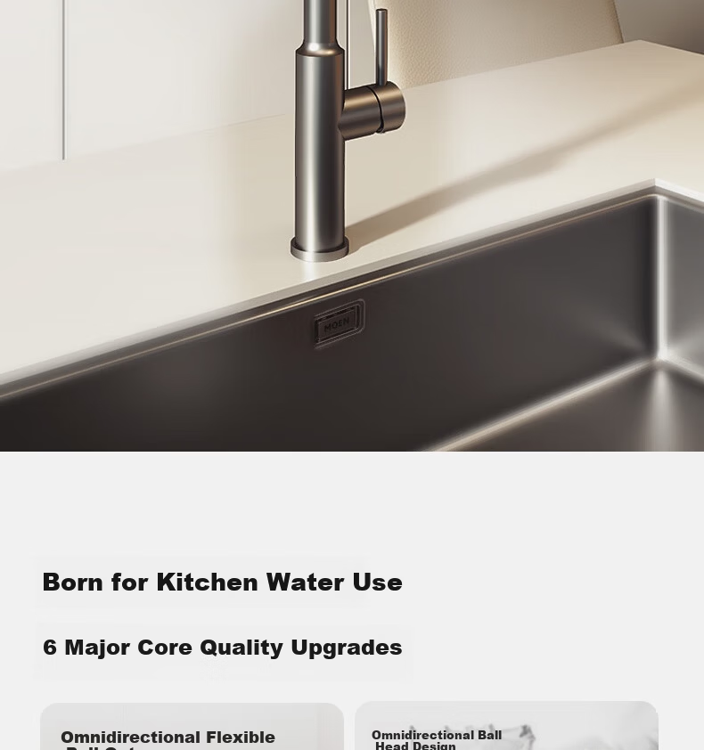 MOEN Gunmetal Kitchen Faucet Pull-Out Rotatable Multi-Function Splash-Proof 13350 2