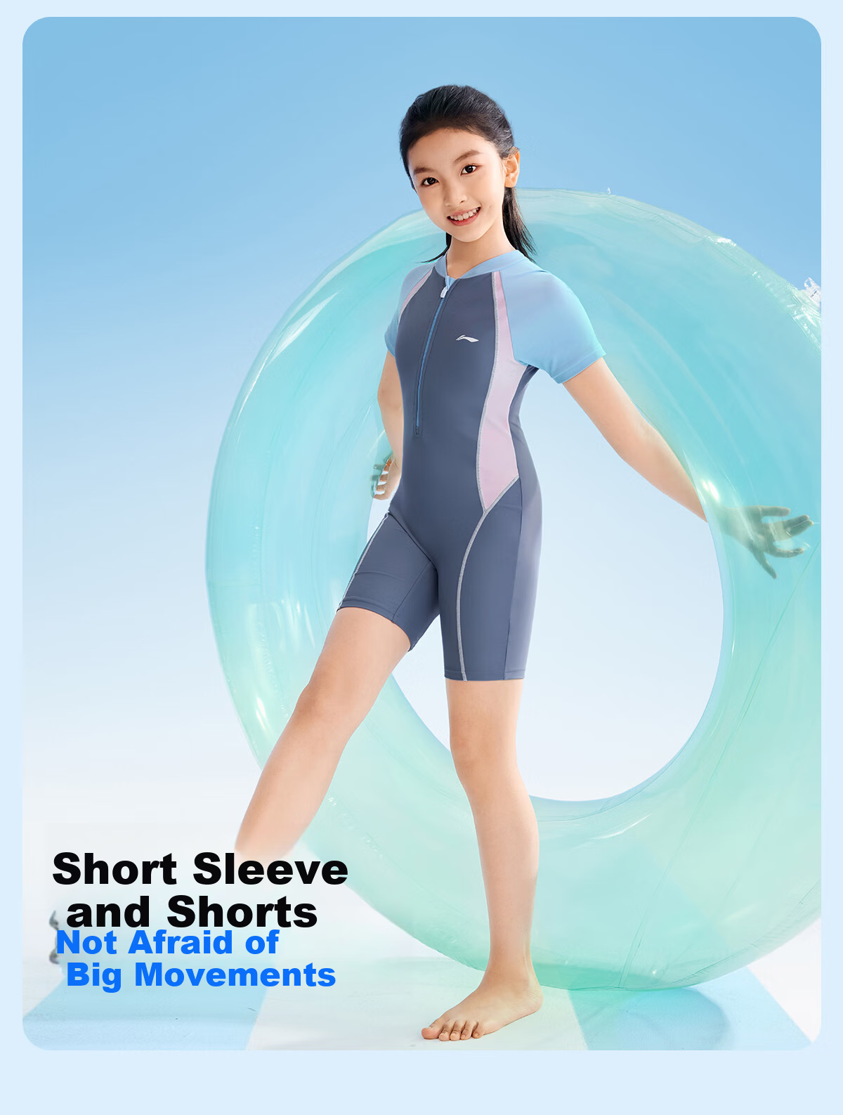 LI-NING Kids Girls One-Piece Swimsuit with Chest Pad Professional Training Swimwear for Middle and High School Students 2026 New Model 10