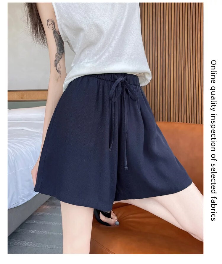 Jeanswest Women's Shorts 2026 Summer Lightweight Linen Loose Wide-Leg Sports Casual Hot Pants Oatmeal XL 12