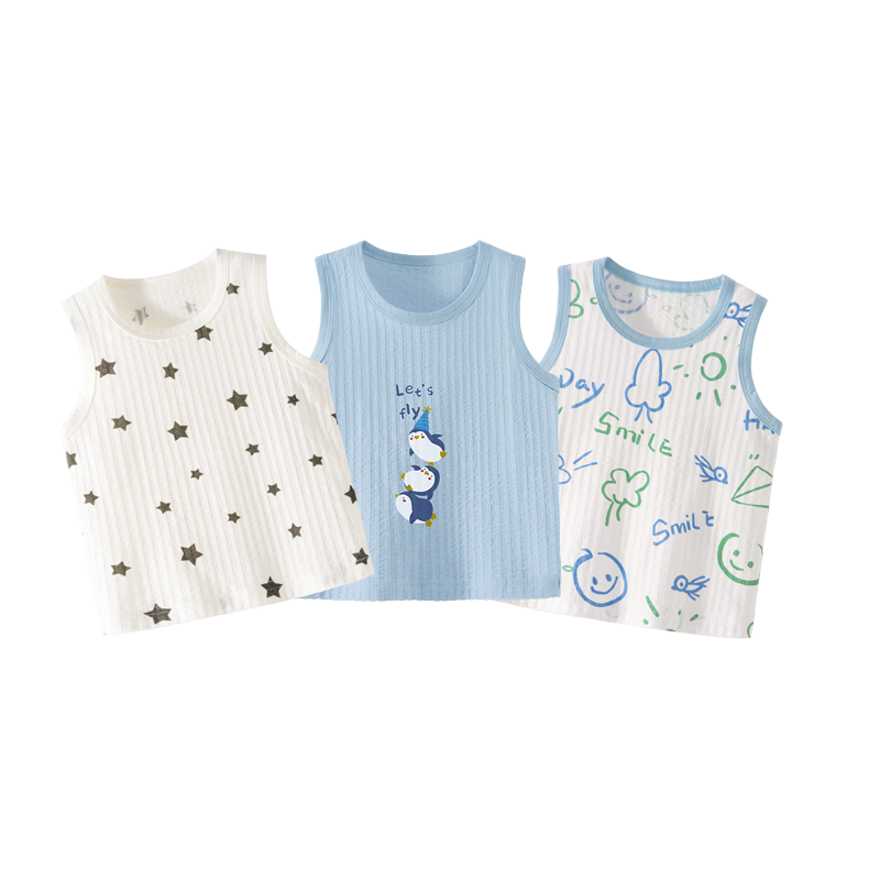 Tonglian Chuxin [3-Pack] Baby Vest Summer Thin Sleeveless T-Shirt Pure Cotton Top Boys Girls Children Tank Top Infant Clothes