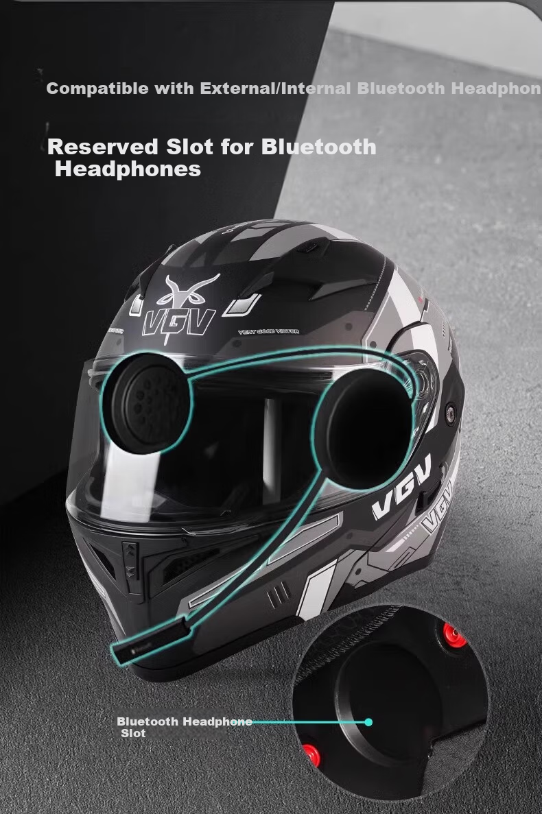 VGV Motorcycle Helmet 3C Certified Full Face Four Seasons Warm Double Lens Flip-up Helmet Mechanical Black XL 11
