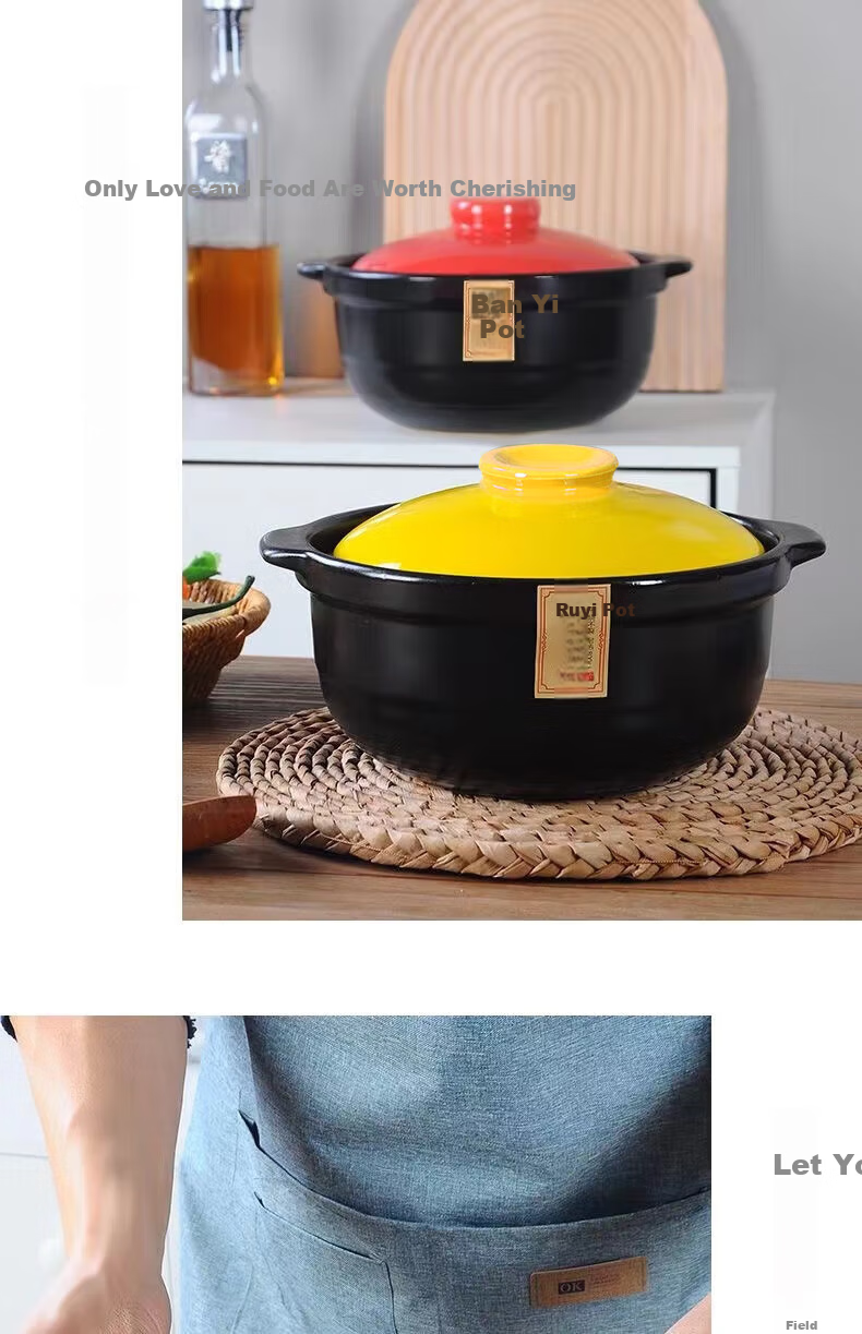 IJARL Ceramic Casserole Pot 1.8L Small Stew Pot for Home Claypot Rice Soup Herbal Medicine Fireproof Health Cooking Pot Ruyi Pot 5