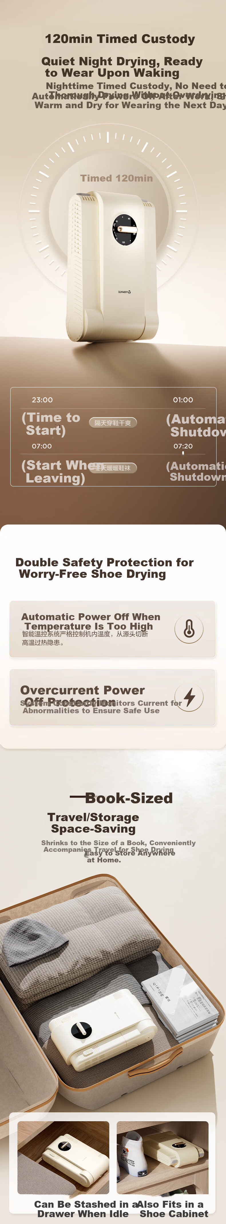 AIRMATE Flagship High-Speed Shoe Dryer Sterilizer Deodorizer Foldable Home Shoe Warmer 5