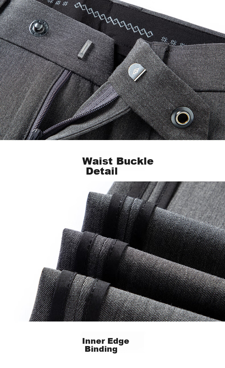 FIRS Anti-Wrinkle Non-Iron Double-Pleat Men's Business Straight-Leg Pants Loose Workwear Casual Trousers for Men 23