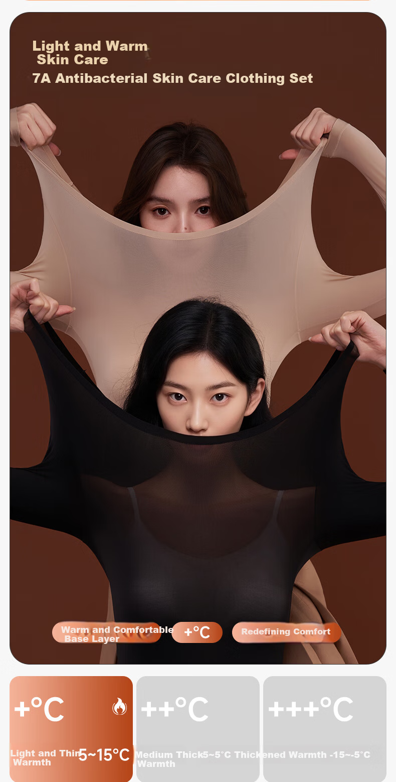 Herbal Original Skin Women's Thermal Underwear Set Autumn Top and Bottom Hyaluronic Acid Ultra-Thin Invisible Seamless Skin Care Shirt 1