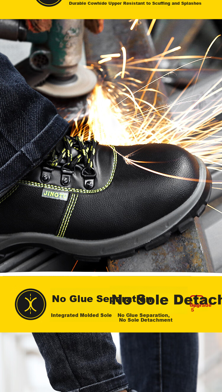 Jingtu Men's Summer Breathable Safety Shoes Steel Toe Anti-Smash Puncture-Proof Waterproof Wear-Resistant Work Shoes 8184 Size 41 7