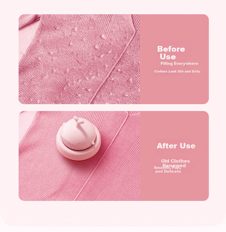 AUX Fabric Shaver Lint Remover Hair Trimmer Clothes Defuzzer Pilling Remover Hairball Remover Pink with 3 Replacement Blades 9