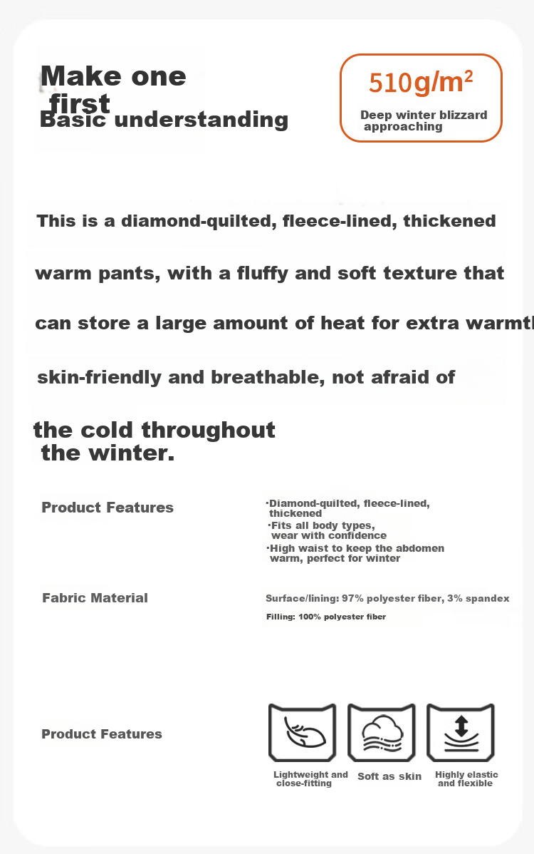 MiiOW Cotton Pants for Women, New Style for 2024, Inner Wear for Autumn And Winter, Diamond Pattern, Fleece-Lined, Thickened, High-Waist Leggings, Ultra-Thick Warm Pants 2