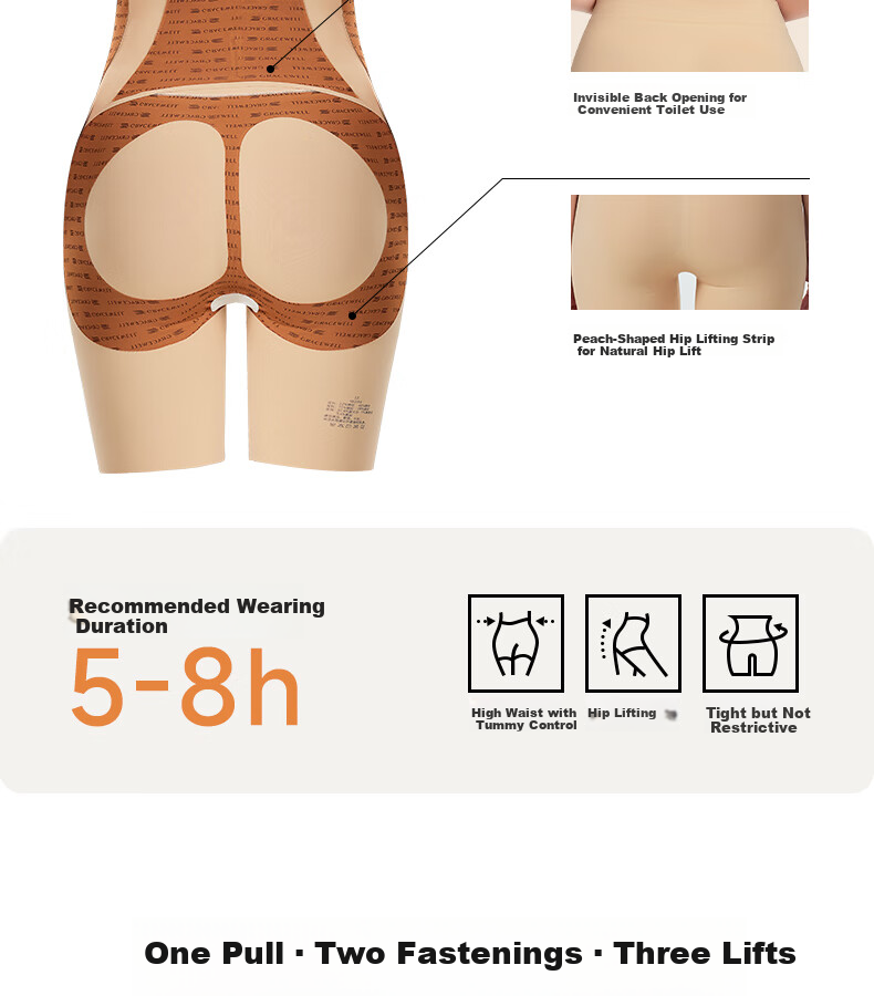 GRACEWELL Women's One-Piece Shapewear Body Shaper Tummy Control Butt Lifting Back Closure Wireless Seamless Slimming Bodysuit Nude M 5