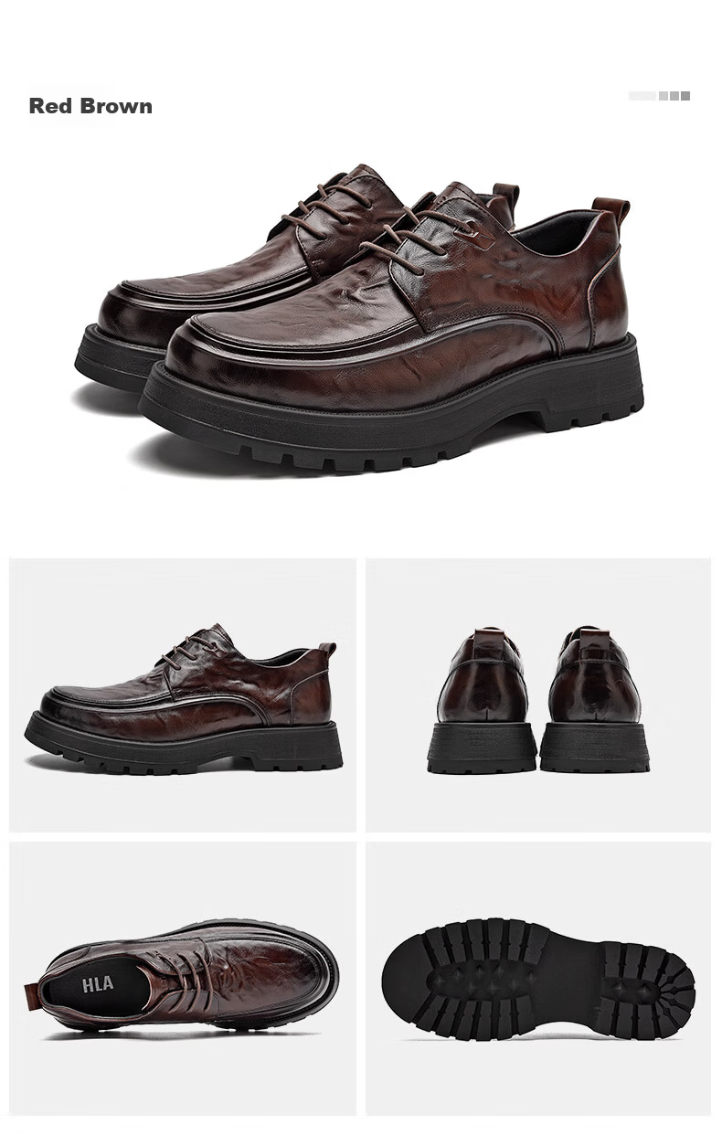 HLA Men's Business Casual Height Increasing Breathable Work Shoes HAAGZM2DBI044 Black Size 38 16