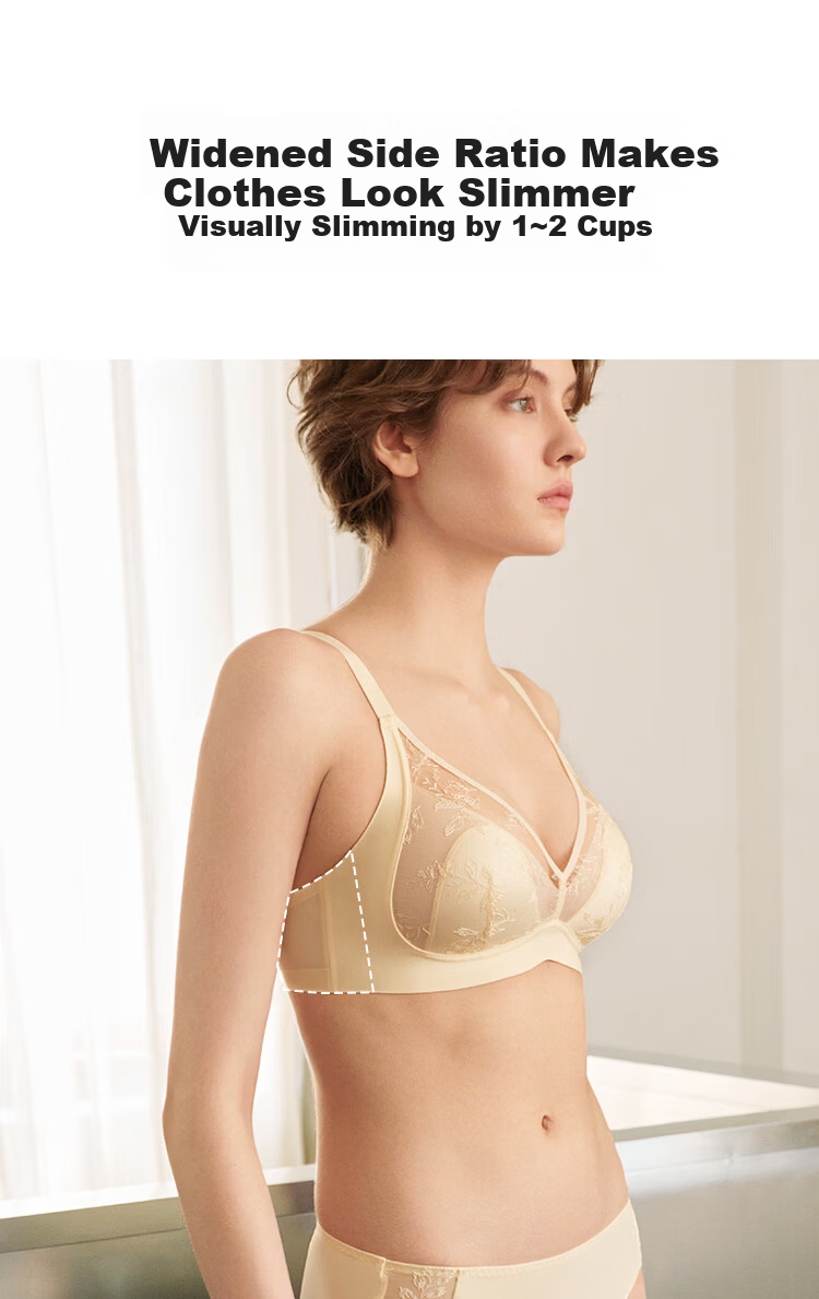 Ubras Yu Shuxin Sunlight Vanilla Lace Bunny Ear Cup Large Bust Minimizing Wireless Bra Mother's Day Edition 8