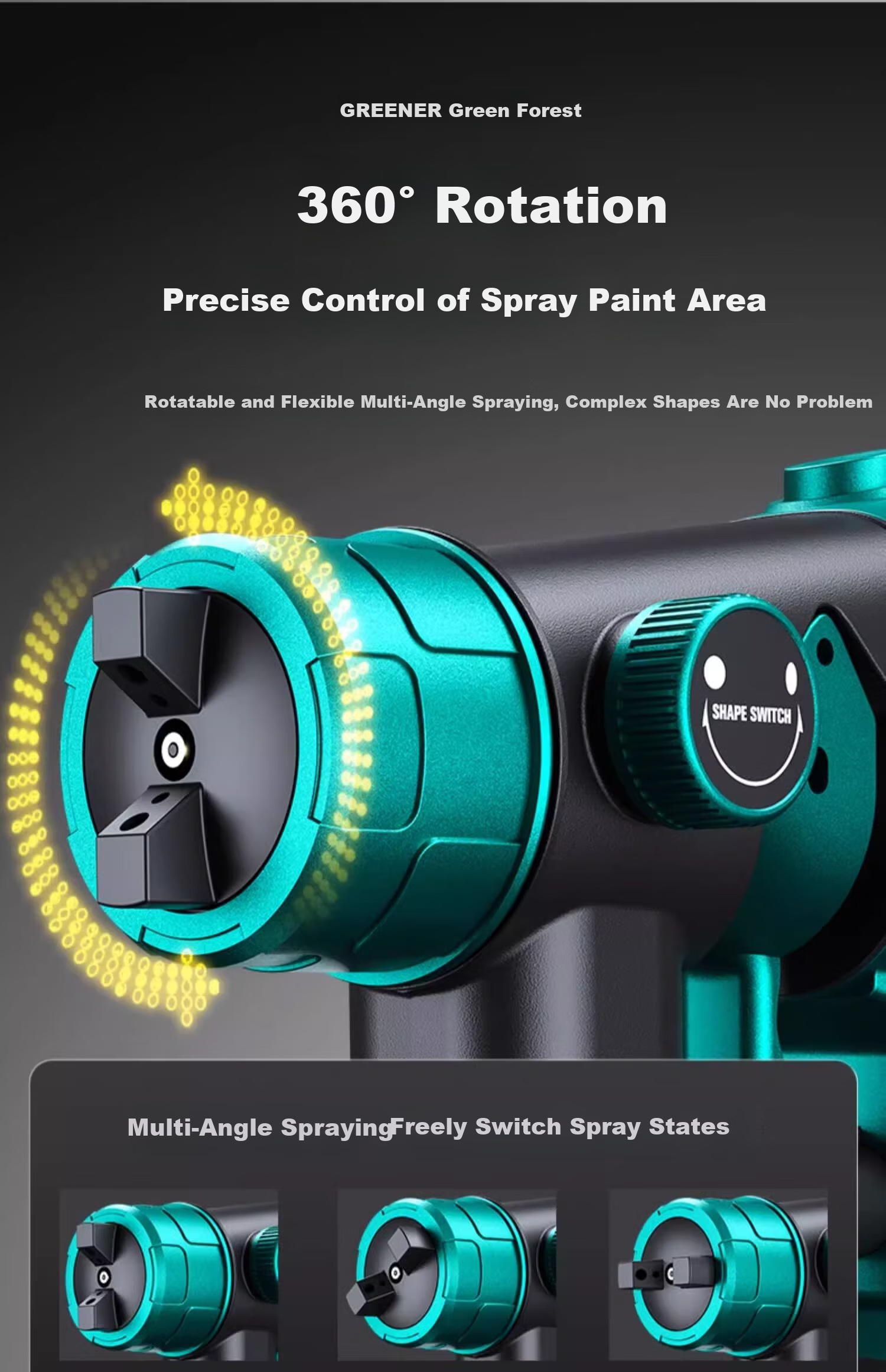 GREENER Electric Spray Gun Lithium Battery Spray Paint Machine Latex Paint Atomization Coating Sprayer [Two Batteries and One Charger] 12