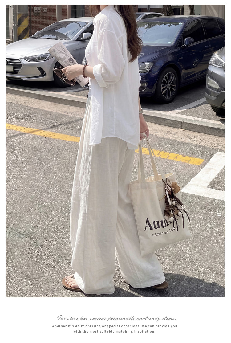 Free Style Linen Wide-Leg Pants for Women Summer Thin 2026 New High Waist Slim Loose Draped Ice Silk Casual Curved Balloon Pants 16