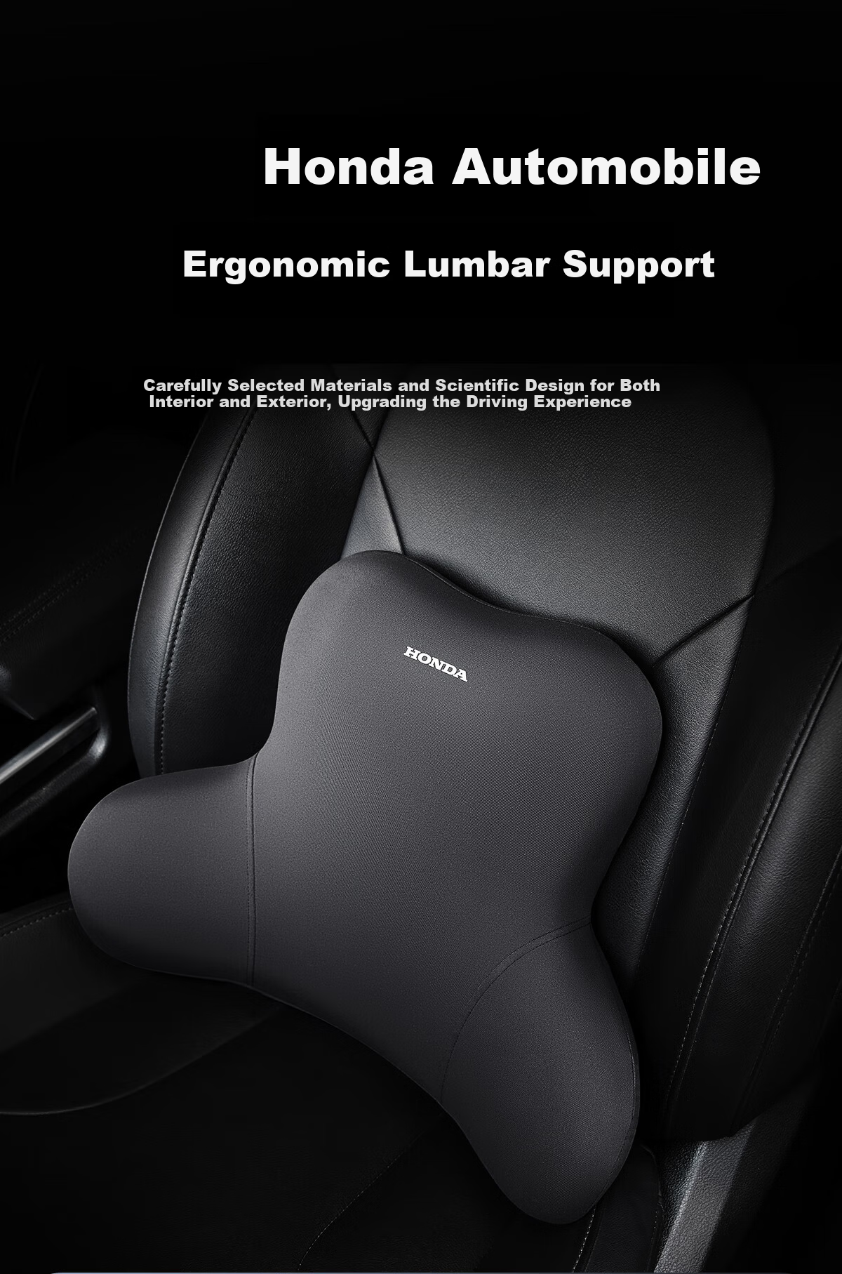 HONDA Original Genuine Car Lumbar Support Back Cushion Waist Pillow Office Cushion Black 1