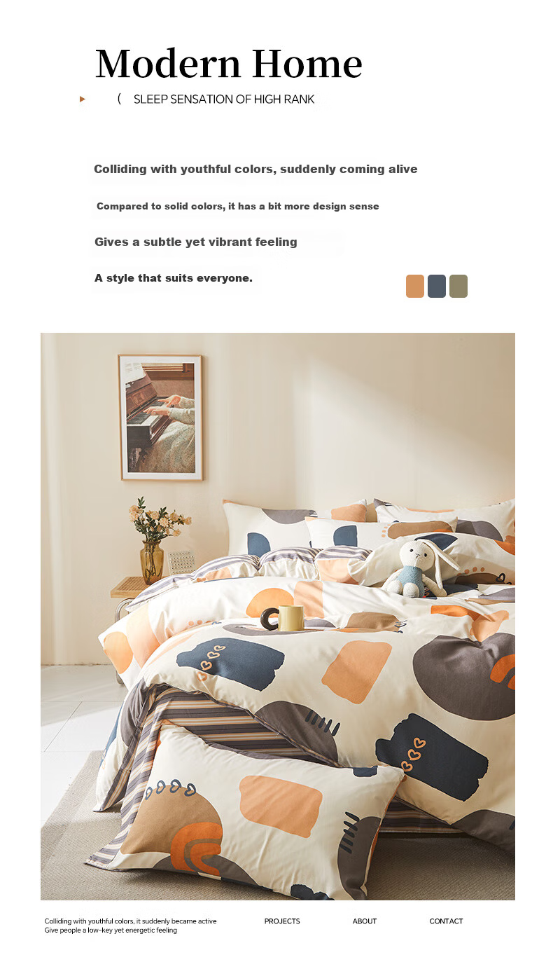 Grace 10A Antibacterial Skin-Friendly 4-Piece Bedding Set for 1.5/1.8m Bed, Includes Sheet, Pillowcases, and Duvet Cover 200x230cm, Suitable for Student Dormitory 1