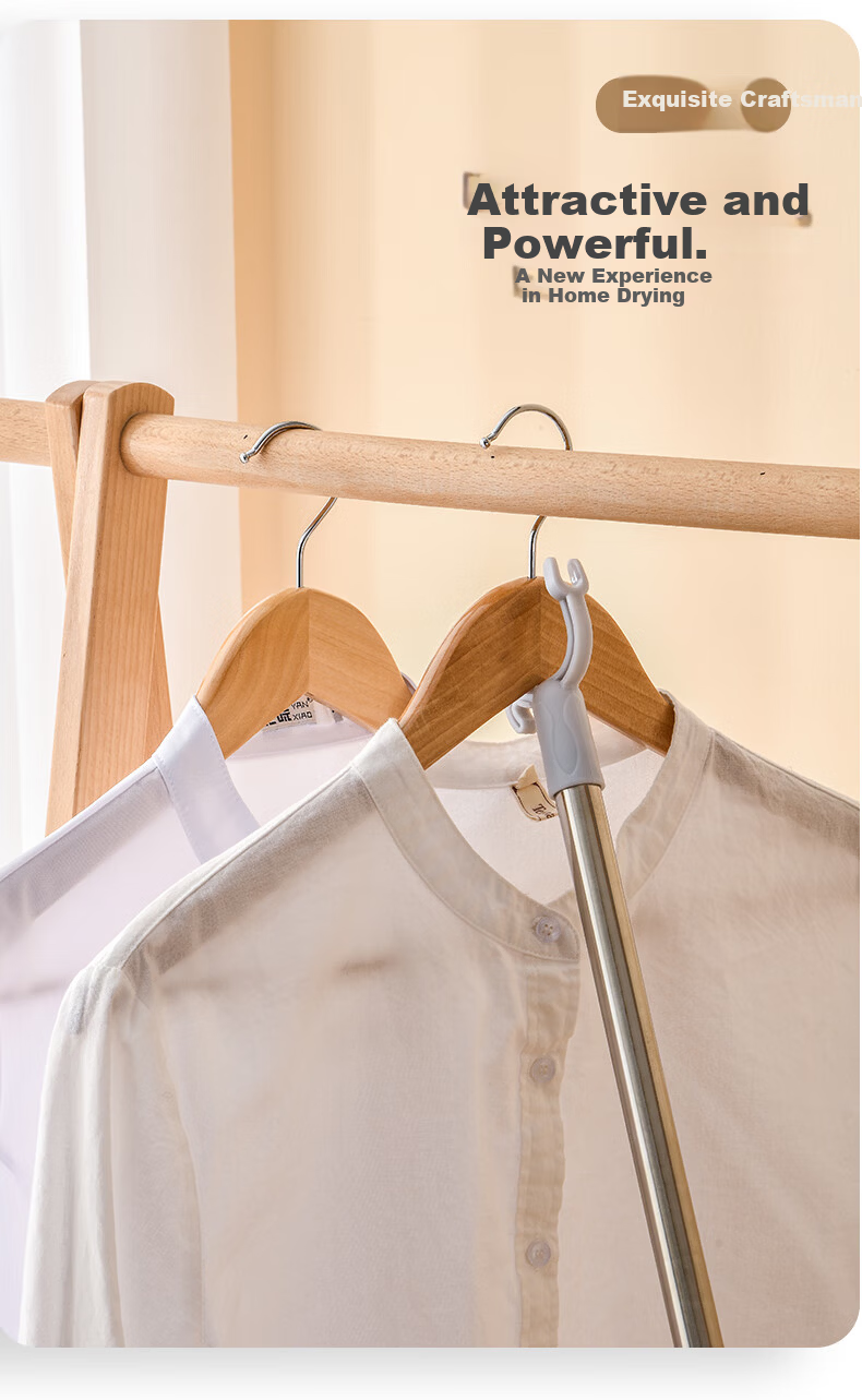 FK Retractable Clothes Drying Rod, No Drilling Required, Extendable Laundry Hanger for Balcony, Five Adjustable Levels, Stainless Steel Indoor Hanging Quilt Drying Tool 8