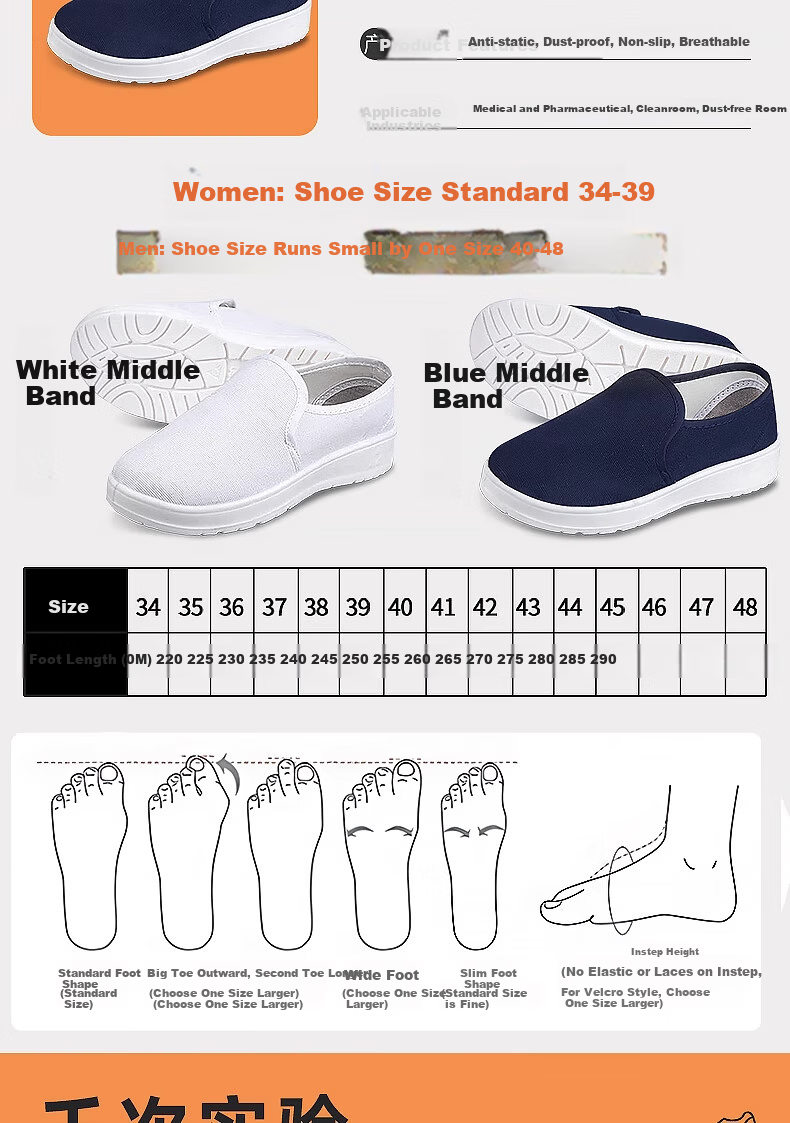 Mulang Anti-Static Mid-Top Shoes Thickened Soft Sole Dustproof Non-Slip Breathable Work Shoes for Food Factory Cleanroom Unisex Blue PU Mid-Top Shoes Size 41 3