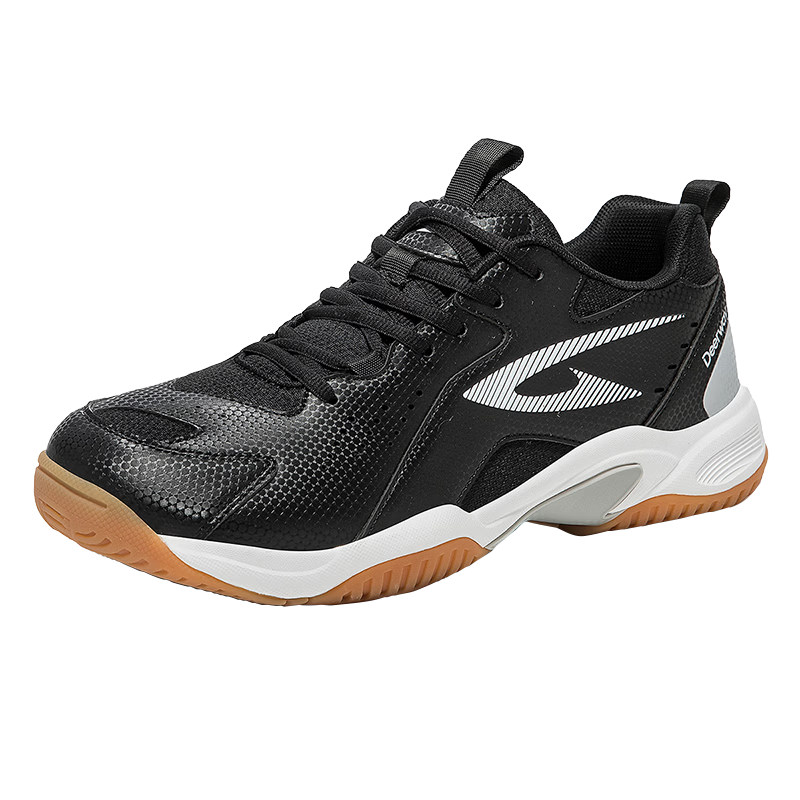 DEERWAY New Unisex Badminton Shoes Durable Anti-Twist Non-Slip Breathable Low-Cut Lightweight Sports Casual Shoes Black White Size 41