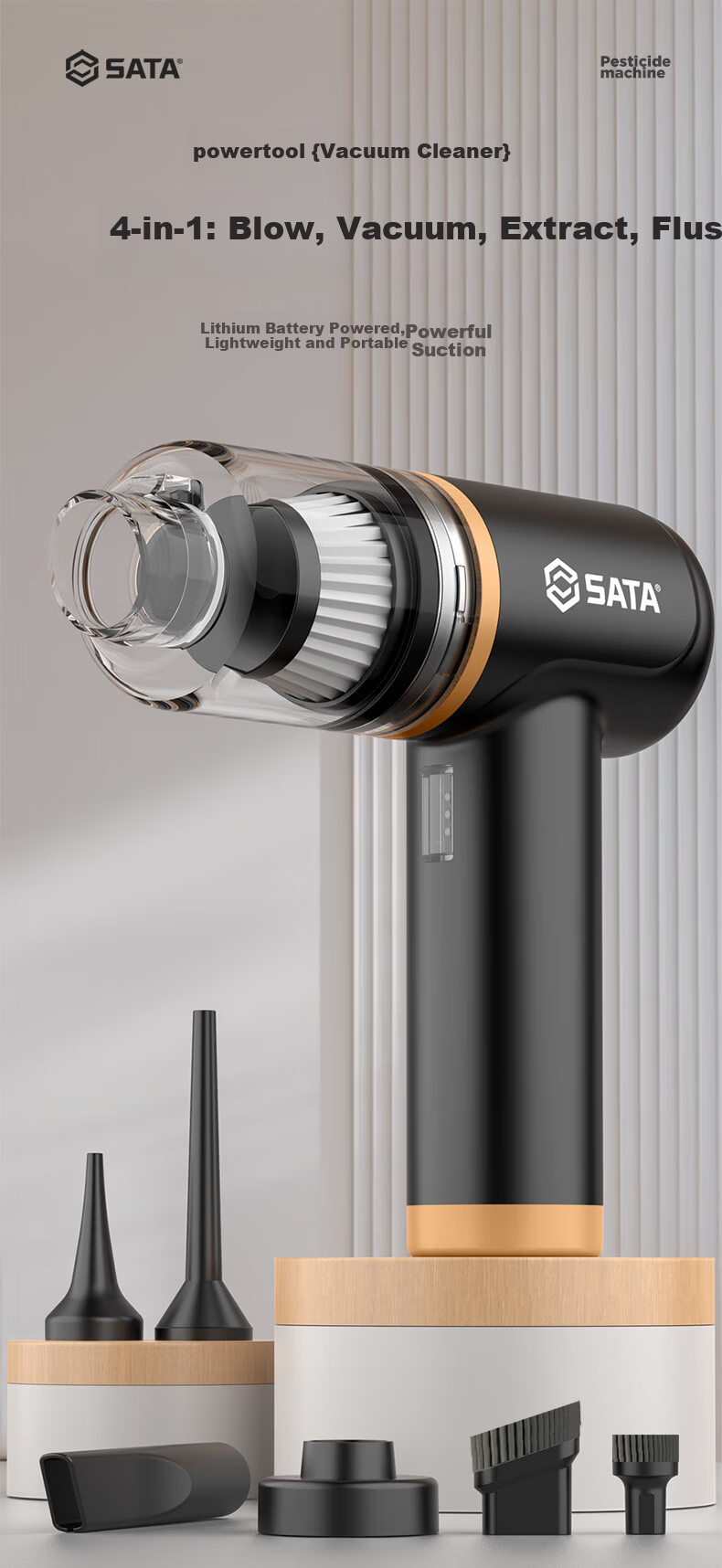 SATA Car Vacuum Cleaner Lithium Battery Handheld Mini Car Use High Suction Wireless Portable Vacuum Cleaner D05135 1