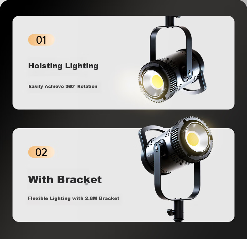 JIMANTU 300W Professional COB Live Streaming Fill Light Indoor Studio Shooting Spherical Deep Parabolic Softbox Video Shooting Sunlight Kit 9