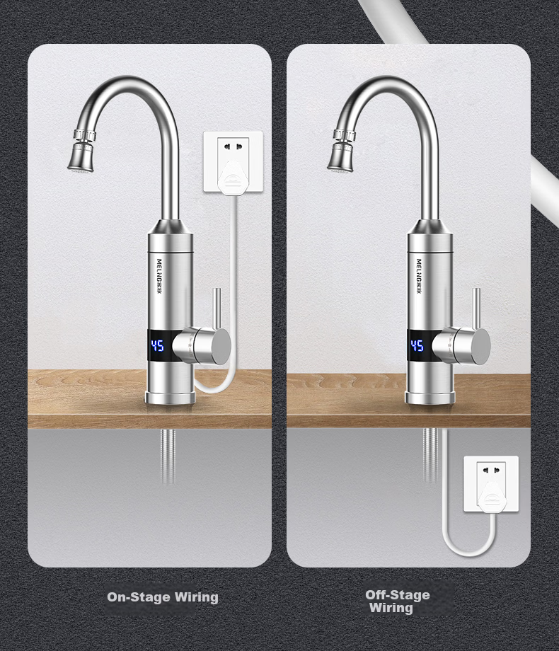 MeiLing Electric Instant Hot Water Faucet Variable Frequency Constant Temperature Stainless Steel Body Kitchen Fast Heating Small Kitchen Treasure Hot and Cold Dual-use Electric Water Heater Bottom In 5